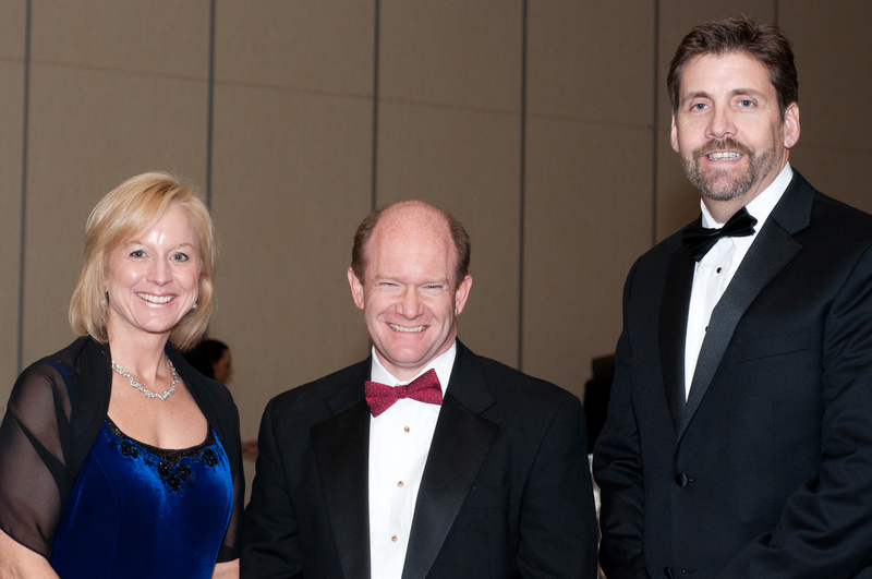 Mark Grahne, right, of Atlantic Homes, was named Builder of the Year during the Leadership & Legacy Ball Dec. 3. With him at the presentation are Jennifer Casey, Home Builders Association of Delaware executive director, and Sen. Chris Coons. SOURCE SUBMITTED